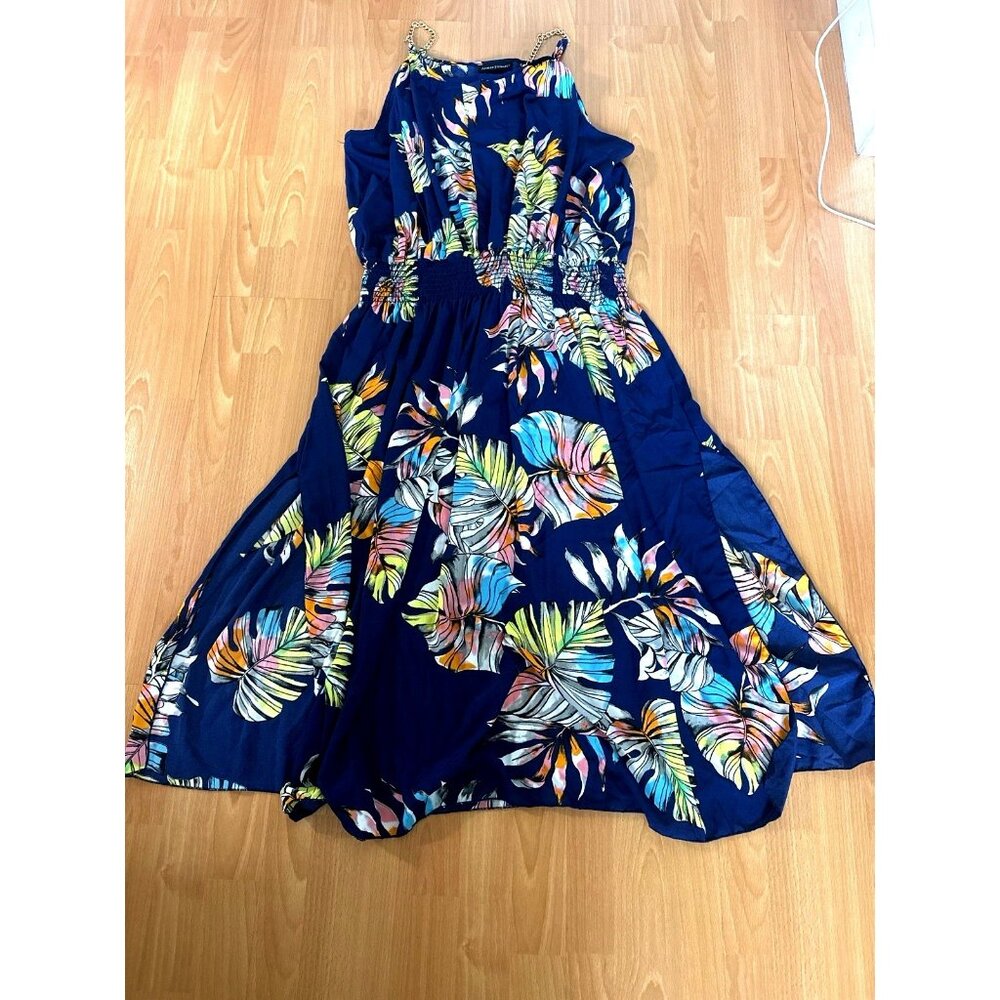 Ashley Stewart Tropical Maxi Dress Plus Size 34/36 Blue Multicolor NWT